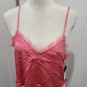 NWT Pink Lace Trim Cami Top Open Edit Small